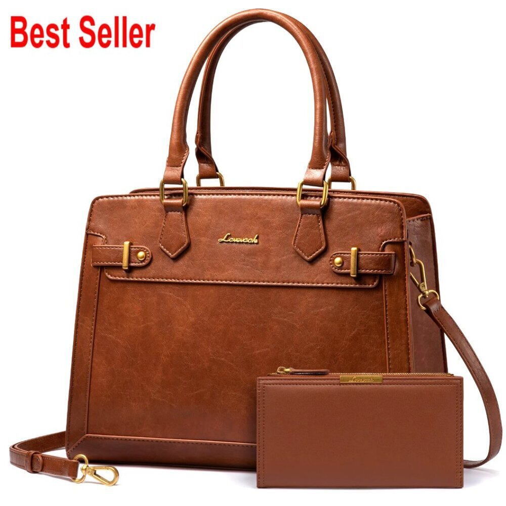 PU Leather Satchel Tote Shoulder Bag with Adjustable Strap